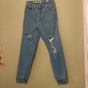 S.O.N.G 5PKT Blue Jogger Ripped Jeans